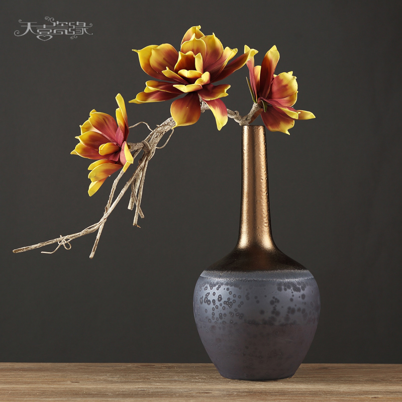 The New Chinese zen rich ancient frame ceramic vase furnishing articles flower arranging the sitting room porch office household soft adornment