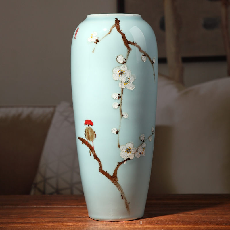 The Modern new Chinese vase household TV ark, porch place jingdezhen ceramic dry flower arranging flowers sitting room adornment