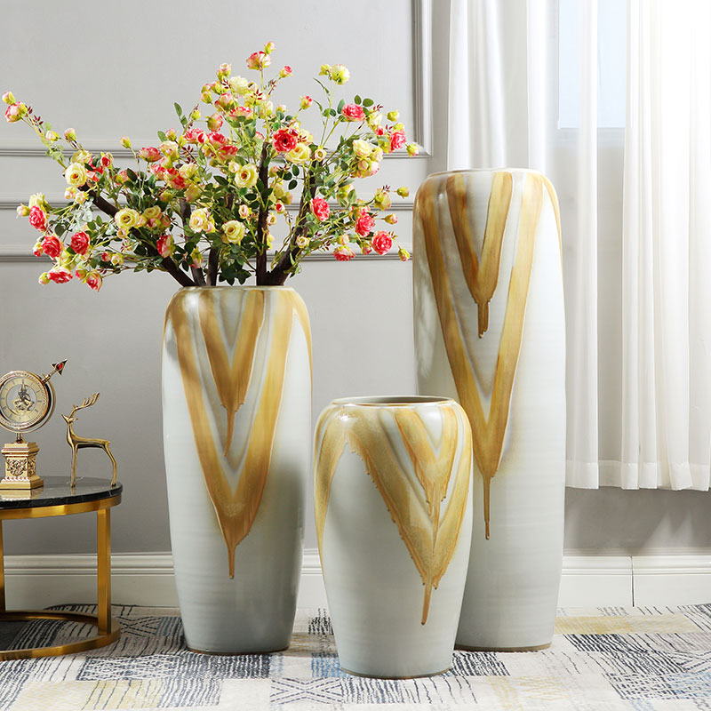 European ceramic vase landing simulation flower suit sitting room hotel large flower POTS porch villa decorations