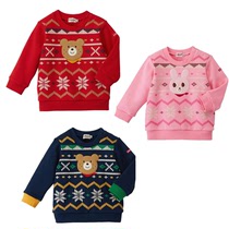 In the way 5 fold mikihouse cute bear rabbit snowflake coil childrens sweater HB73-5609-451
