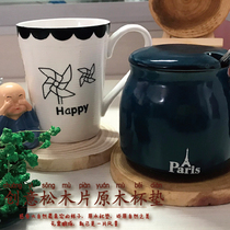 diy hand painted material natural Pine Log Coaster annual ring wood chip tree slice round bowl mat coaster insulation mat