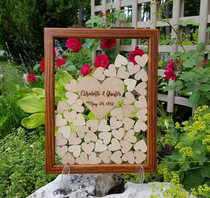 Wedding wedding love wood chips sign in solid wood photo frame festival supplies signature book wooden frame