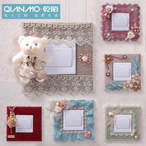 Switch stickers wall stickers home creative lace panel switch socket protective cover modern simple European fabric decoration