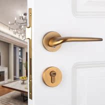 Taiwan Yibili door lock Indoor bedroom wooden door Yellow bronze American household mute door handle Room door split lock