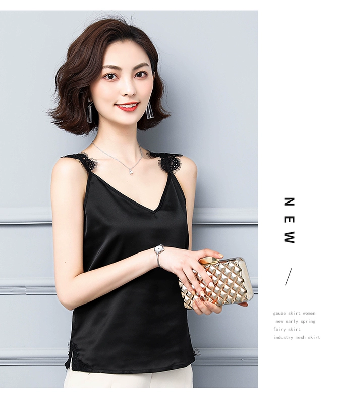 Áo yếm ren của phụ nữ 2021 mới hợp thời trang mùa hè mỏng giảm béo áo ngắn áo yếm lụa của phụ nữ - Áo ba lỗ