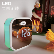 Creative USB charging alarm clock fashion multifunctional silent small bedside clock three sets of working day alarm clock colorful lights