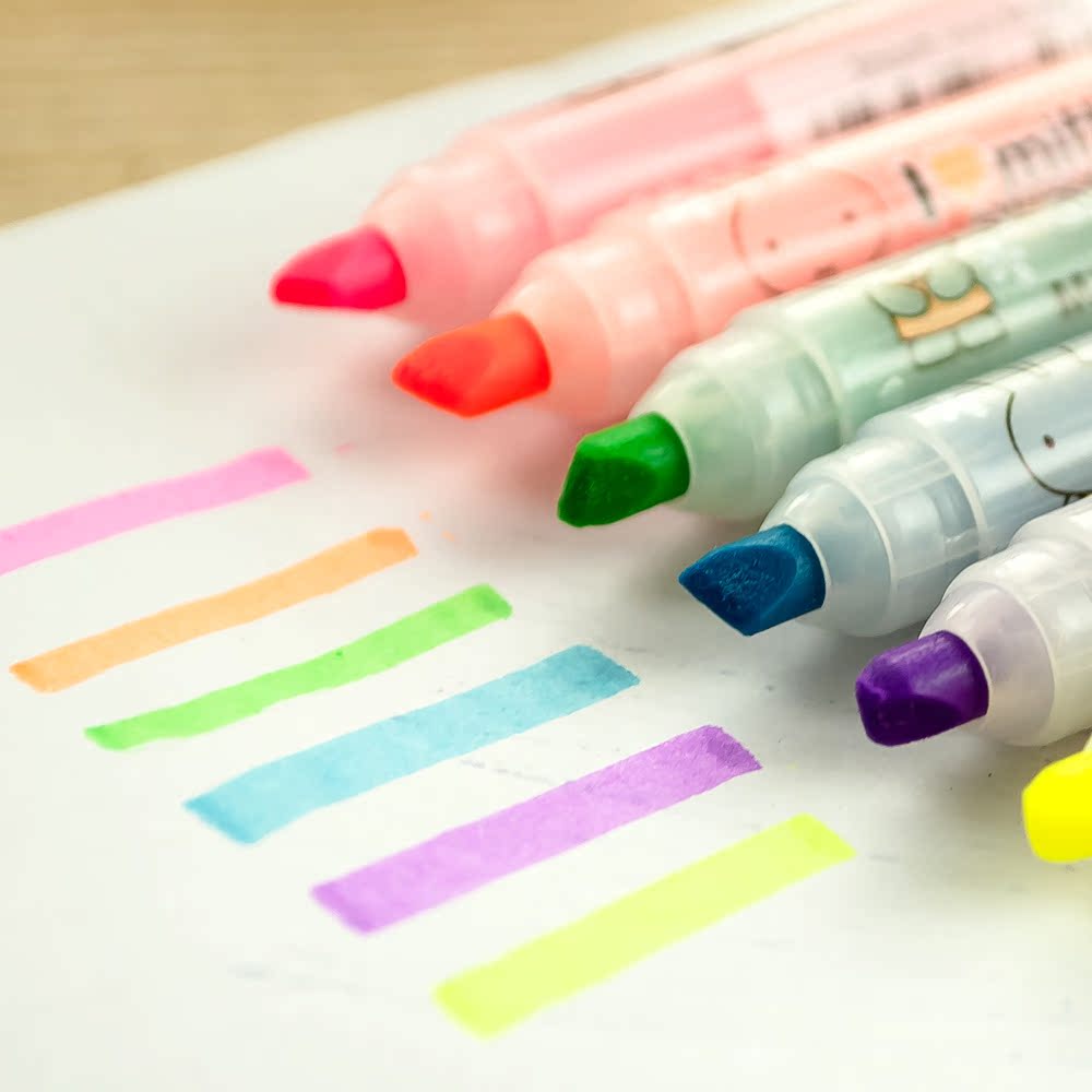 学生水彩荧光笔deli彩色多色记号笔重点银光笔文具萤光套装标记笔