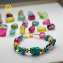 Yibo natural Brazilian candy Rainbow Watermelon Tourmaline vitreous bracelet necklace with hand string