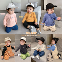  Chen Da Pig L mother male baby T-shirt Fleece autumn and winter warm baby long-sleeved top Western style childrens T-shirt