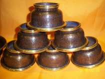 Nepal handmade copper fine grain water supply bowl seven set height 6cm bowl mouth diameter 13cm