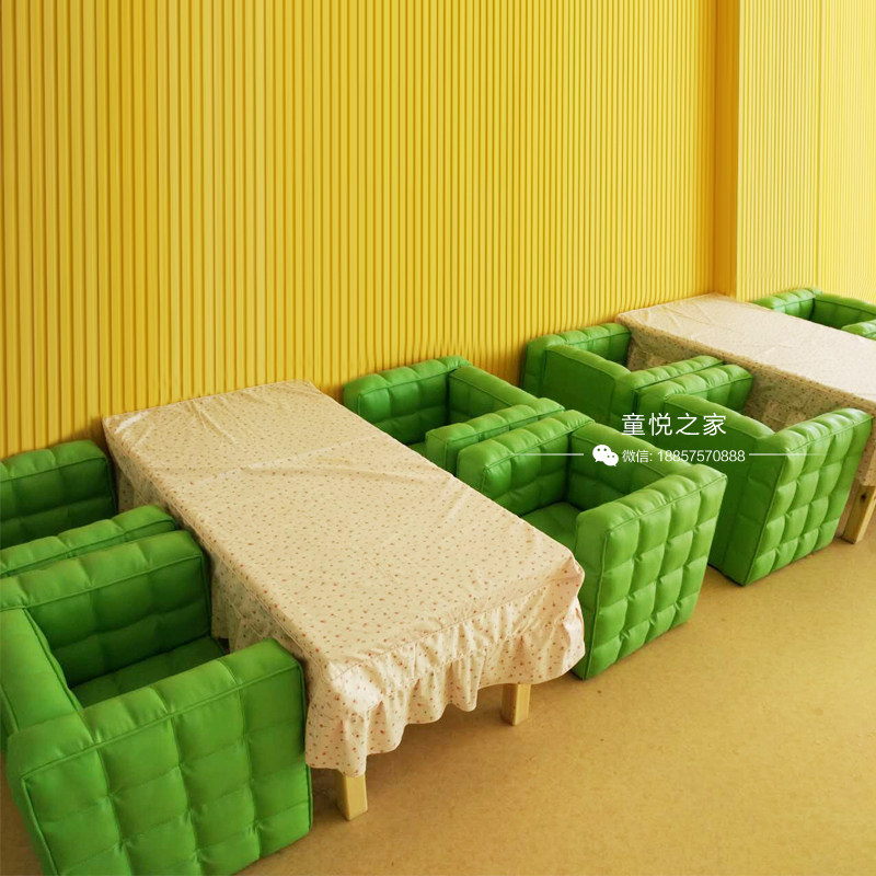 儿童餐厅绘本馆早教幼教卡座软包实木pu沙发凳椅男孩女孩儿童沙发