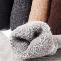 Mens socks cotton mid-tube autumn and winter thickened wool socks Mens winter velvet warm terry sweat-absorbing solid color socks