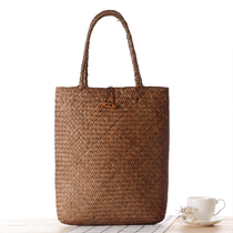 Two pieces of forest grass woven bag shoulder straw bag pastoral style beach leisure womens bag