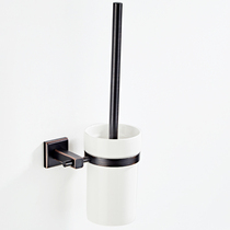 Black Full Copper Bathroom Toilet Toilet Toilet Brush Shelve Toilet Brush Suit Wall-mounted Punch