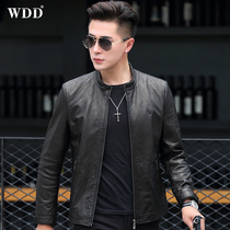 Henning Genuine Leather Leather Clothing Men Short sheep leather jacket Locomotive Handsome Gas Tide Single Leather Uptrend Spring Jacket