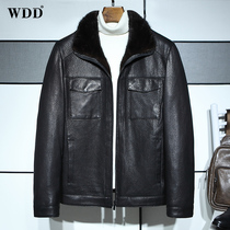 Henning Genuine Leather Leather Clothing Male short section Turned Water Mink Liner Whole Mink Top Layer Deer Leather Jacket Mink Leather Big Coat Coat Winter