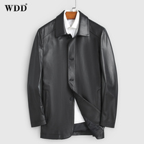 New Hainen genuine leather leather clothes man in the middle of a manicure Bull Leather Jacket Casual Mid-Aged Autumn Winter Coat