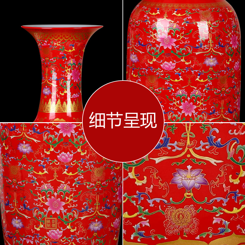 Large Chinese jingdezhen ceramics bound lotus flower vase of Large sitting room decoration to the hotel opening to heavy furnishing articles