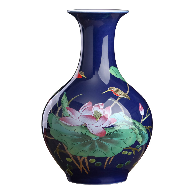 Jingdezhen ceramics floret bottle of flower arranging Chinese style household living room TV cabinet rich ancient frame crafts ornament