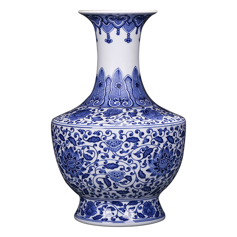 Jingdezhen ceramics hand - made antique Chinese blue and white porcelain vases, flower arrangement sitting room home decoration handicraft furnishing articles