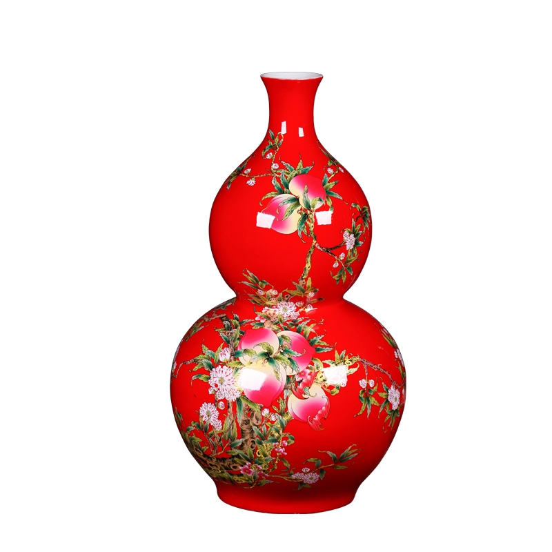 Jingdezhen ceramics live figure ground gourd vases large feng shui living room home furnishing articles