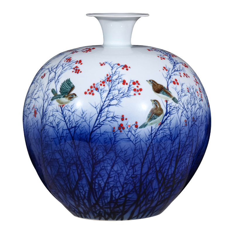 Jingdezhen ceramics masters hand draw large Chinese blue and white porcelain vase flower arranging home decoration furnishing articles sitting room