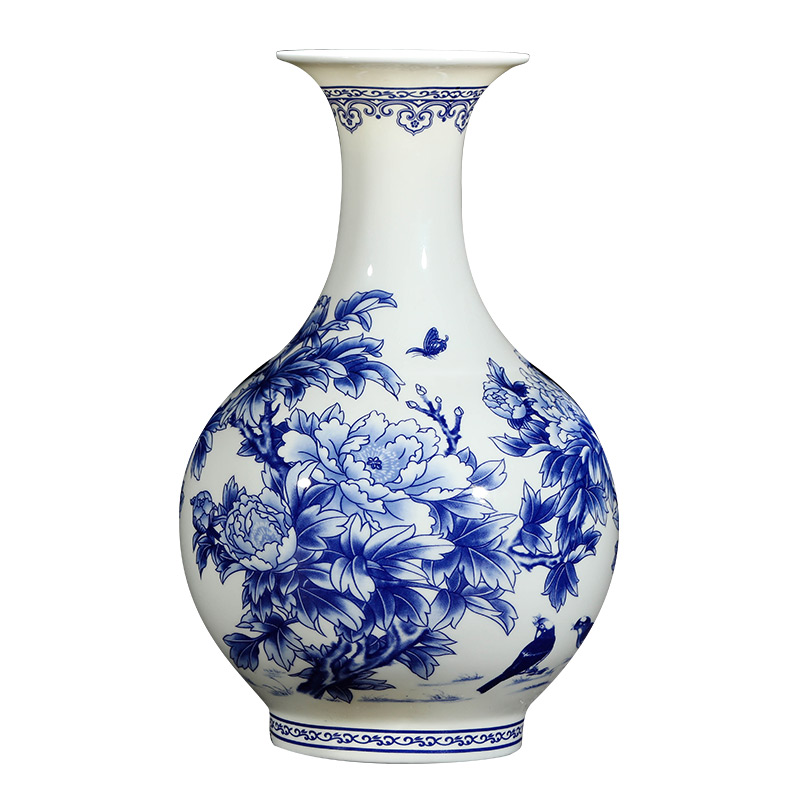 Jingdezhen ceramics thin blue and white porcelain vase fetal ipads China exquisite furnishing articles rich ancient frame the sitting room of Chinese style household decoration