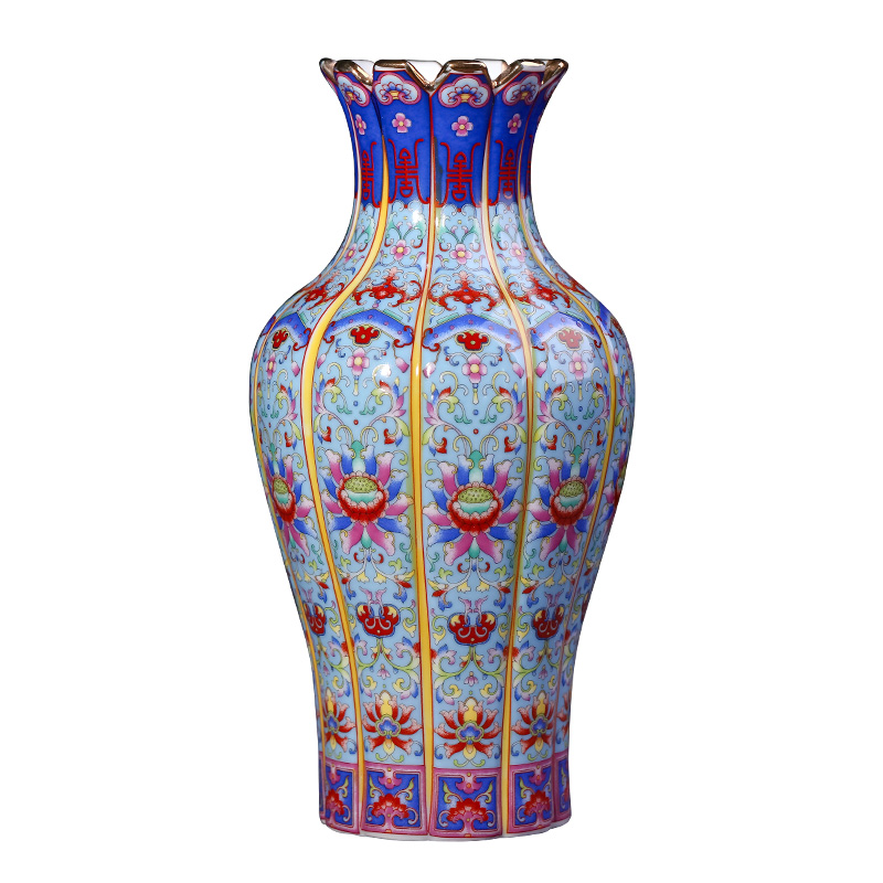 Jingdezhen ceramics archaize yongzheng colored enamel vase furnishing articles sitting room flower arranging Chinese style classical household ornaments