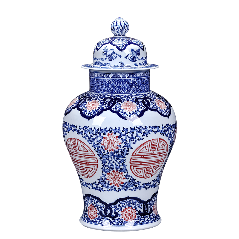 Jingdezhen ceramics hand - made general blue and white porcelain jar storage jar of new Chinese style restoring ancient ways is the sitting room adornment is placed