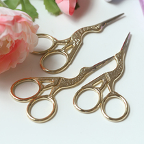 Crane-shaped pointed mini scissors gold-plated household stainless steel scissors embroidery sewing and cutting