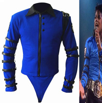 MJ Michael Jackson BAD Blue Concert Slim Fit Jacket