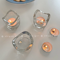 Korean style ins wavy edge glass candlestick simple creative Nordic romantic table desktop decoration ornaments