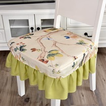 Winter cotton linen lotus leaf side chair cushion wood seat dining chair cover cushion table cloth solid wood long cushion for long sitting room