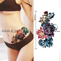 KING tattoo stickers waterproof women long-lasting color sexy Lotus peony totem cover abdomen tattoo stickers