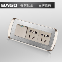 Baigao one double control ten-hole switch socket 1 position dual control switch with multi-function socket champagne gold