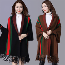 Winter shawl scarf double-use wool cashmere thickened with sleeves autumn and winter 100 lap Beatle knitted cloak jacket woman