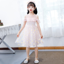 Girl dress 2020 little girl strapless childrens skirt summer childrens dress female puffy gauze gauze princess dress