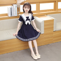 Childrens summer dress 2021 new foreign style college style uniform thin summer short sleeve girl girl skirt