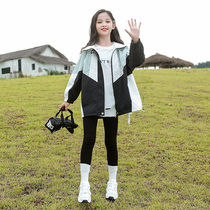 Girls' autumn jacket 2022 new large and medium size children's trendy sport children's tops girls' spring and autumn trench coat