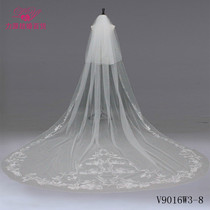 Champagne bride long head yarn power source new Korean boutique electric embroidery butterfly flower double-layer trailing yarn