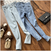  Small feet jeans womens spring and summer washed old pencil pants thin slender jeans 154864