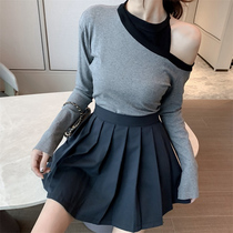 European station 2021 spring new slim sexy little man long sleeve strapless blouse skirt suit women