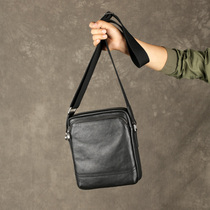 Ancient leather mens shoulder bag front layer cowhide small backpack casual shoulder bag trend vertical business briefcase