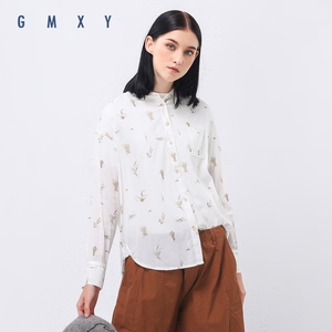 古木夕羊/GMXY2018秋女装新品宽松折领花型衬衫棉气质新款D575906