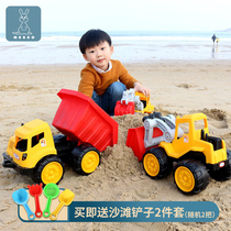  Drop-resistant childrens beach toy car Large engineering car bulldozer excavator forklift dump truck model boy