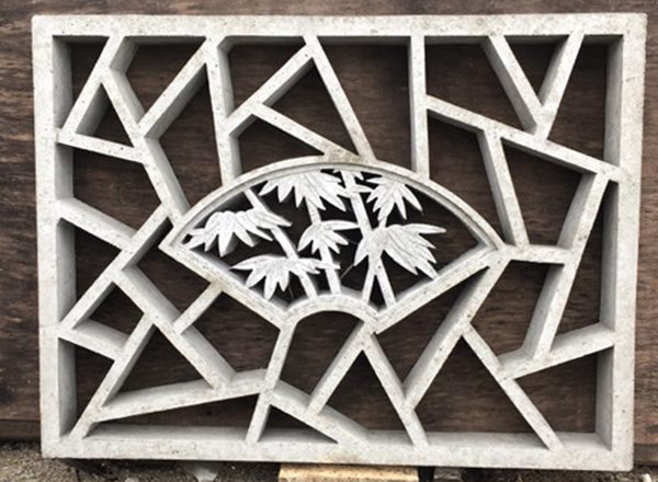 徽派古建水泥花窗 冰裂纹竹叶纹 长方形漏窗 a168 80*60
