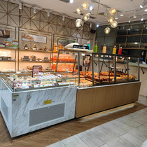 Curved bread side cabinet Mid Island display cabinet shelf pastry cabinet iron birthday cake cabinet glass commercial display rack