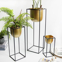 Nordic Iron Art Floor Flower Pot Metal Large Number Modern Minima Green Planting Potted Room Indoor Balcony Golden Flower Shelf