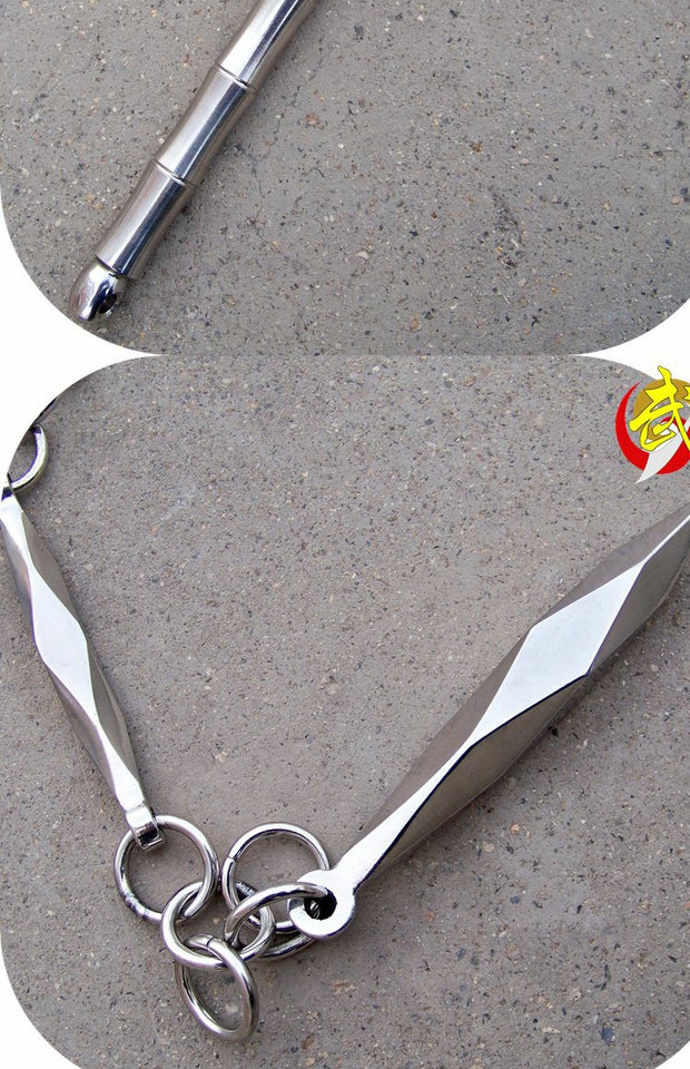 包邮不锈钢三节鞭 实战防身鞭 棱形鞭 袖鞭 冷兵器 送鞭包