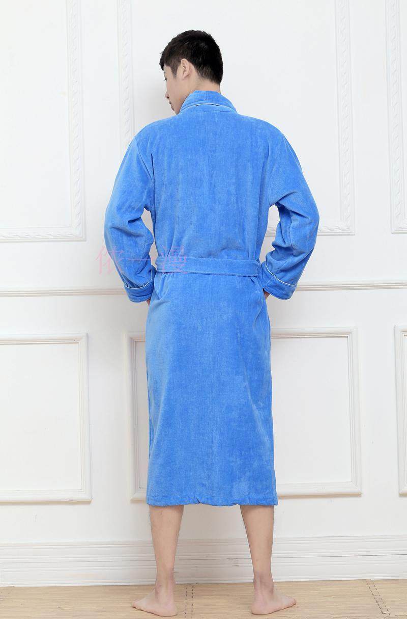 侬一漫全纯棉毛巾料加厚浴袍缎边割绒冬季浴衣男女睡衣袍多色温泉